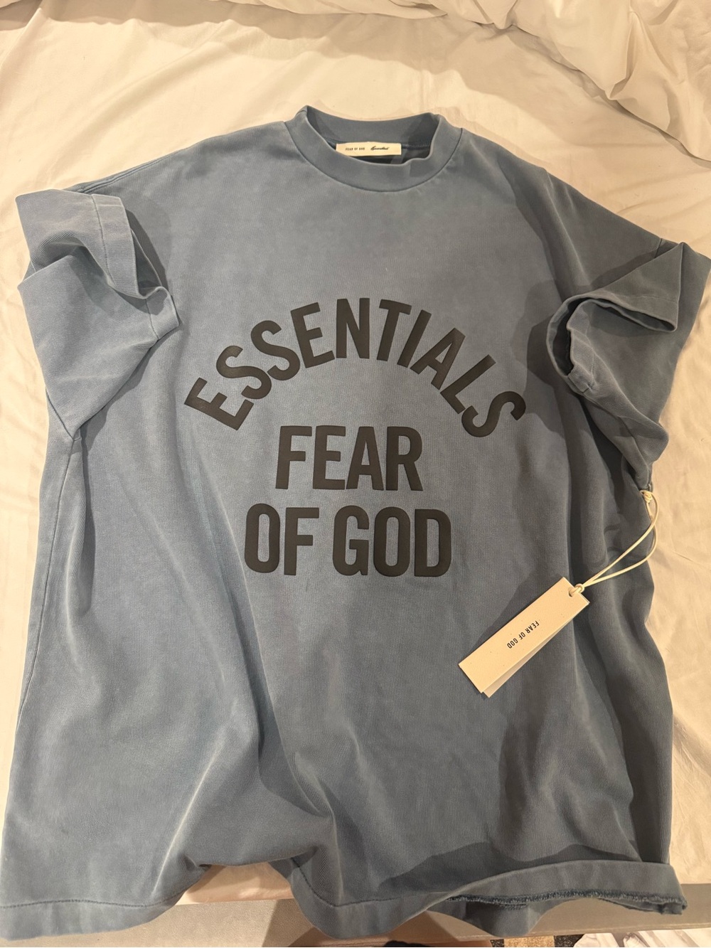 Fear of God Essentials Oversized Blue Graphic T-Shirt - Picture 2 of 3